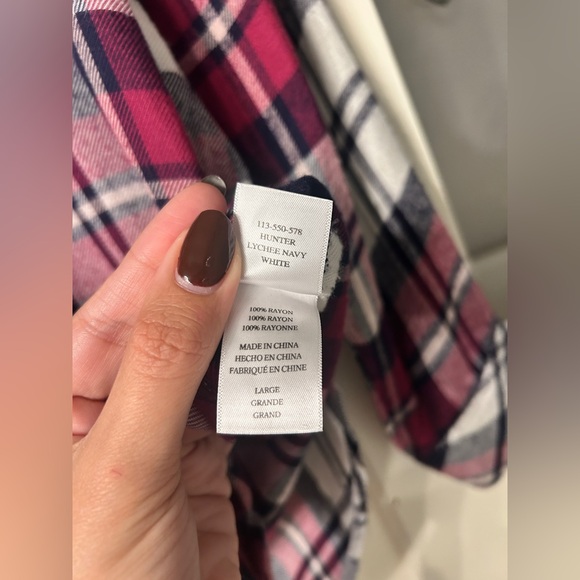 Rails Hunter Plaid Long Sleeve Shirt White Navy L - Picture 7 of 10